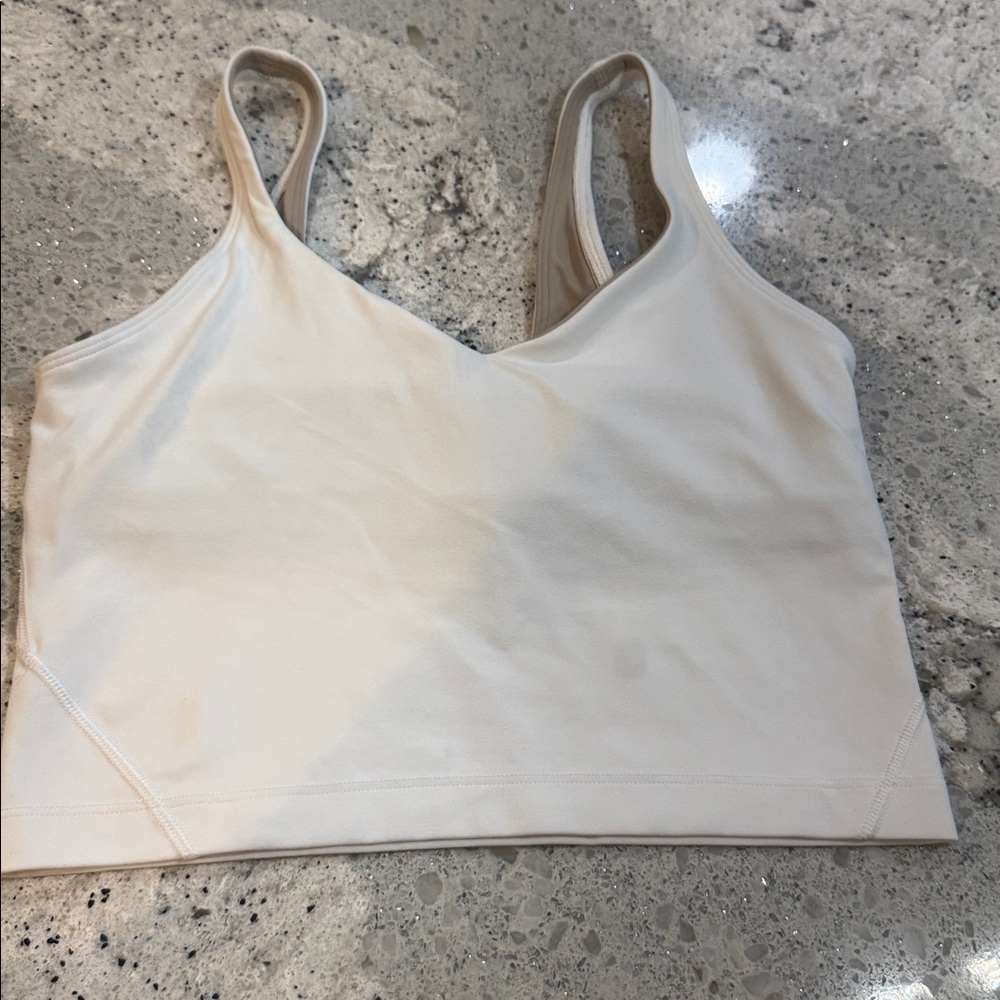 Lululemon Cream Cropped Workout Tank Top w/ built in bra.